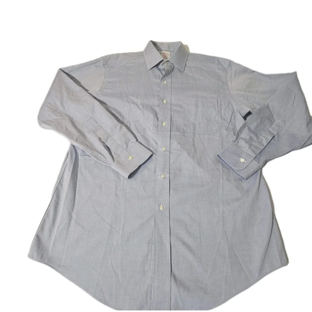 Brooks Bros Blue Dress Shirt Mens M Madison Non-Iron EUC‎ Oxford 15.5 34 Supima
